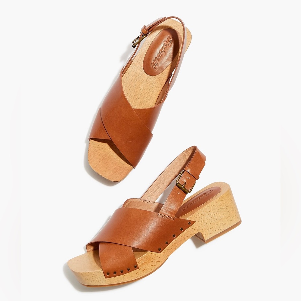 Madewell Farrah Slingback Clog in Leather Size 9.5 Color: English Saddle